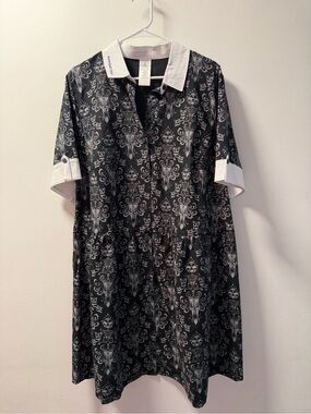 Haunted Mansion Disney Parks Black & White Collared Patterned Shirt Dress